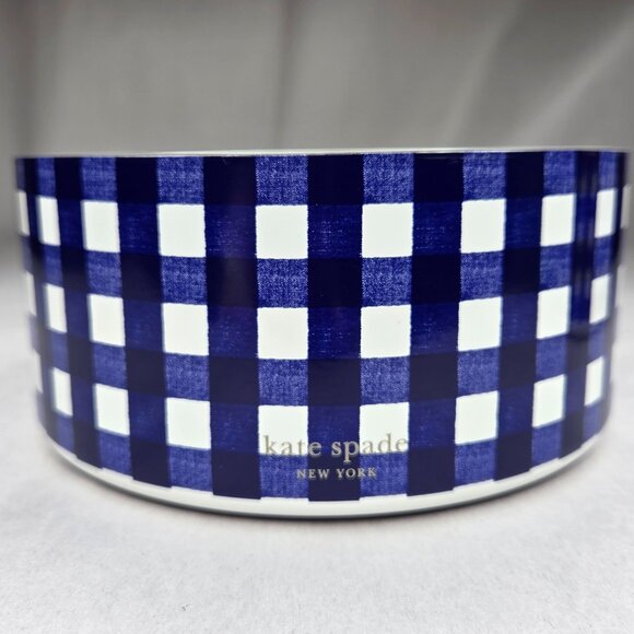 NWT Kate Spade Navy Gingham Dog Cat Pet Food Bowls 32 oz Pair - Picture 2 of 4